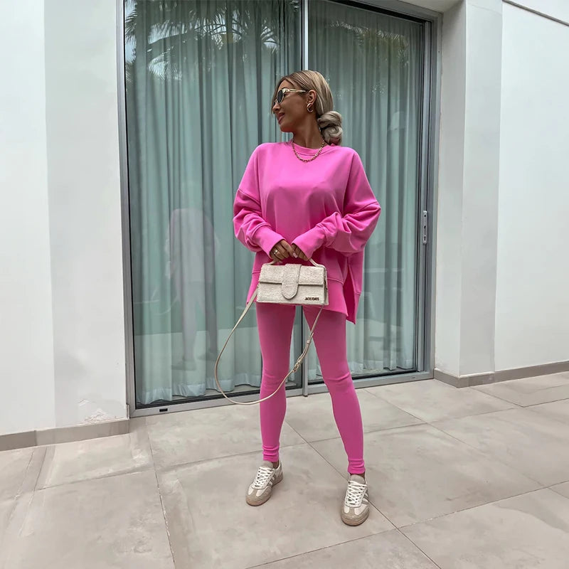 Women's Spring Autumn Sports Hoodie Two Piece Set Yoga Running Outdoor Fitness