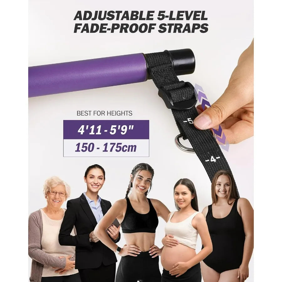 Pilates Bar Kit With Resistance Bands Stainless Steel