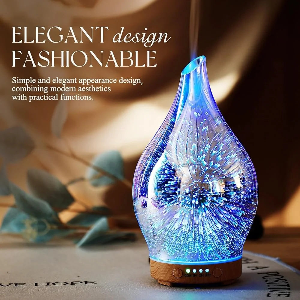 XMSJ Handmade Glass Oil Diffuser Ultrasonic Aromatherapy LED