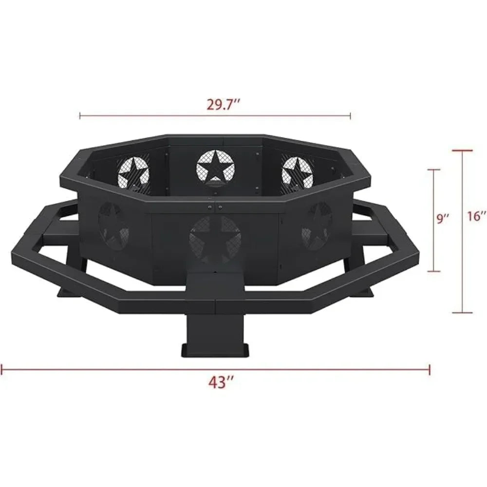Hexagonal Outdoor Wood Fire Pit for Backyard Gatherings and Patio Entertaining Spaces