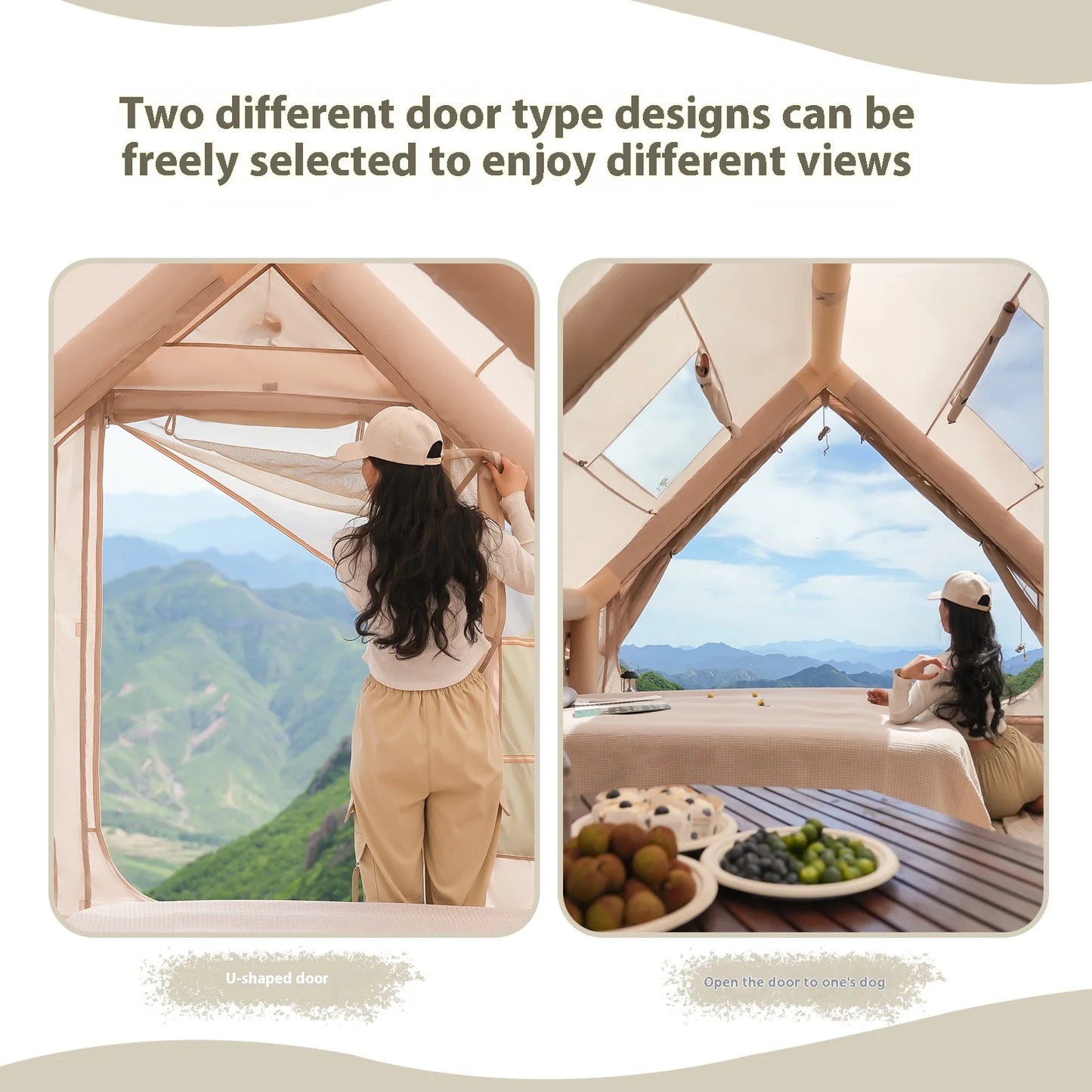 Pakicetus Inflatable Camping Tent 4 6 8 Person Family With Stove Plug Quick Open