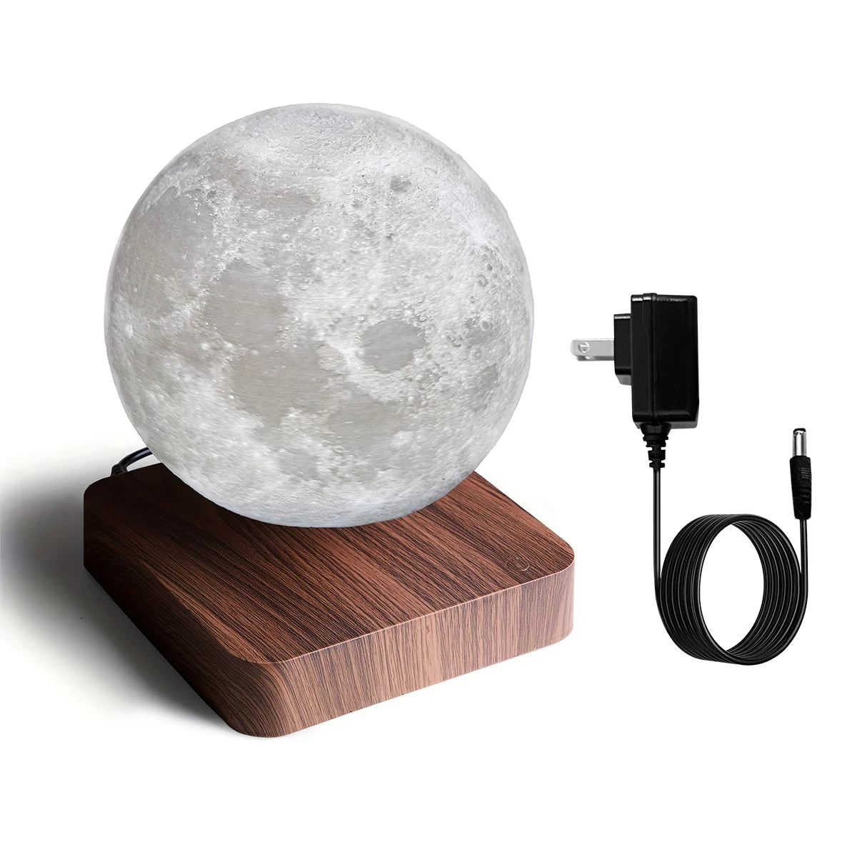 Magnetic Floating Rotating Moon Lamp Wooden Base 3 Color LED Night Light