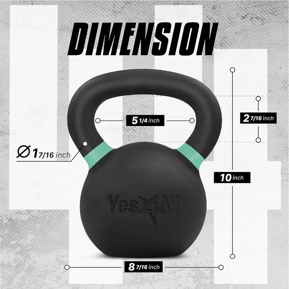 Yes4All Powder Coated Cast Iron Kettlebell Non Slip Handle