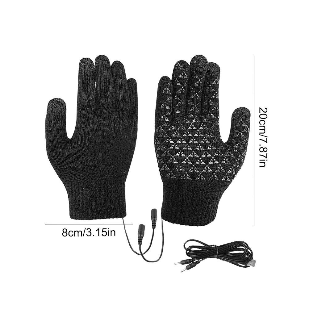 USB Rechargeable Electric Heated Gloves Touch Screen For Outdoor Winter Cycling