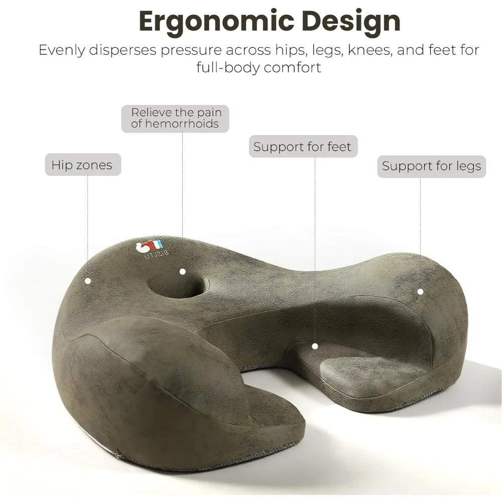 Ergonomic Cushion and Floor Pillow Set for Tailbone and Hip Relief Dark Gray