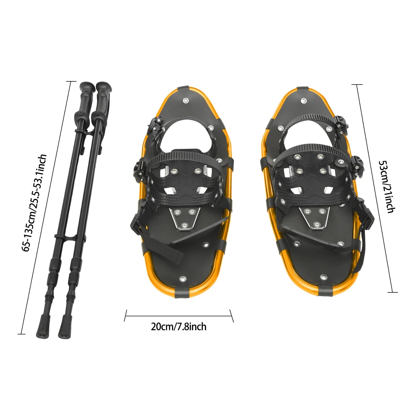 21 Inch Snowshoes With Adjustable Trekking Poles for Men Women Load 66-154lbs