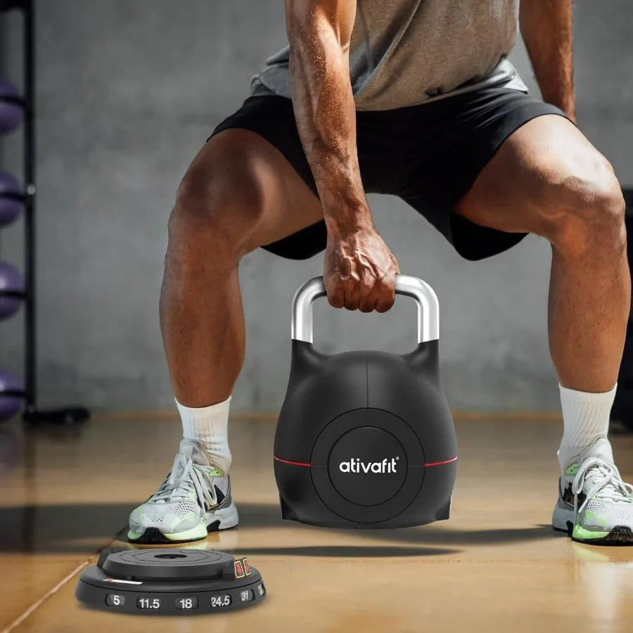 Ativafit 7 In 1 Adjustable Kettlebell 544lbs With Aluminum Handle Safety Lock