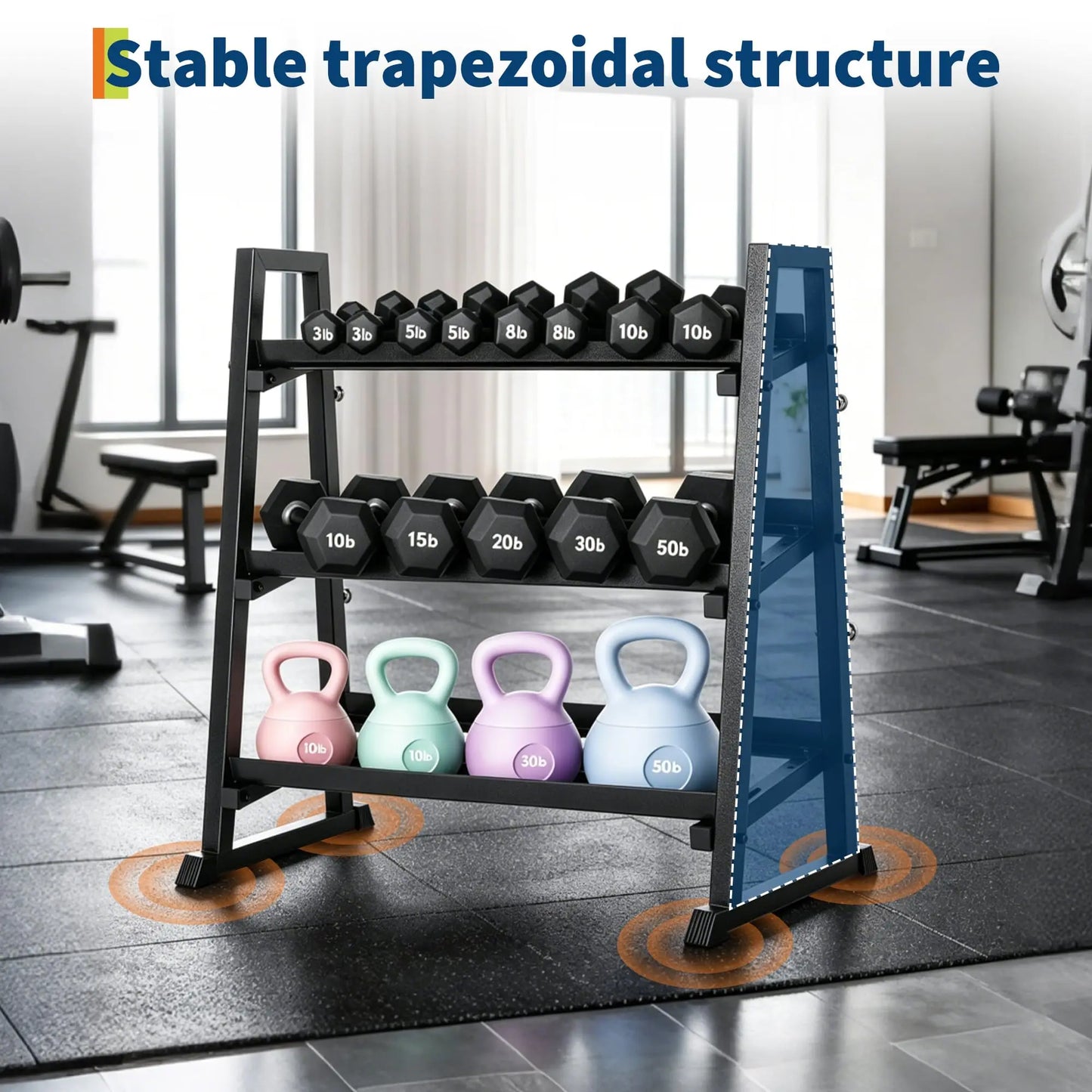 Adjustable Three Tier Dumbbell Rack 1300 Lb Capacity Home Gym