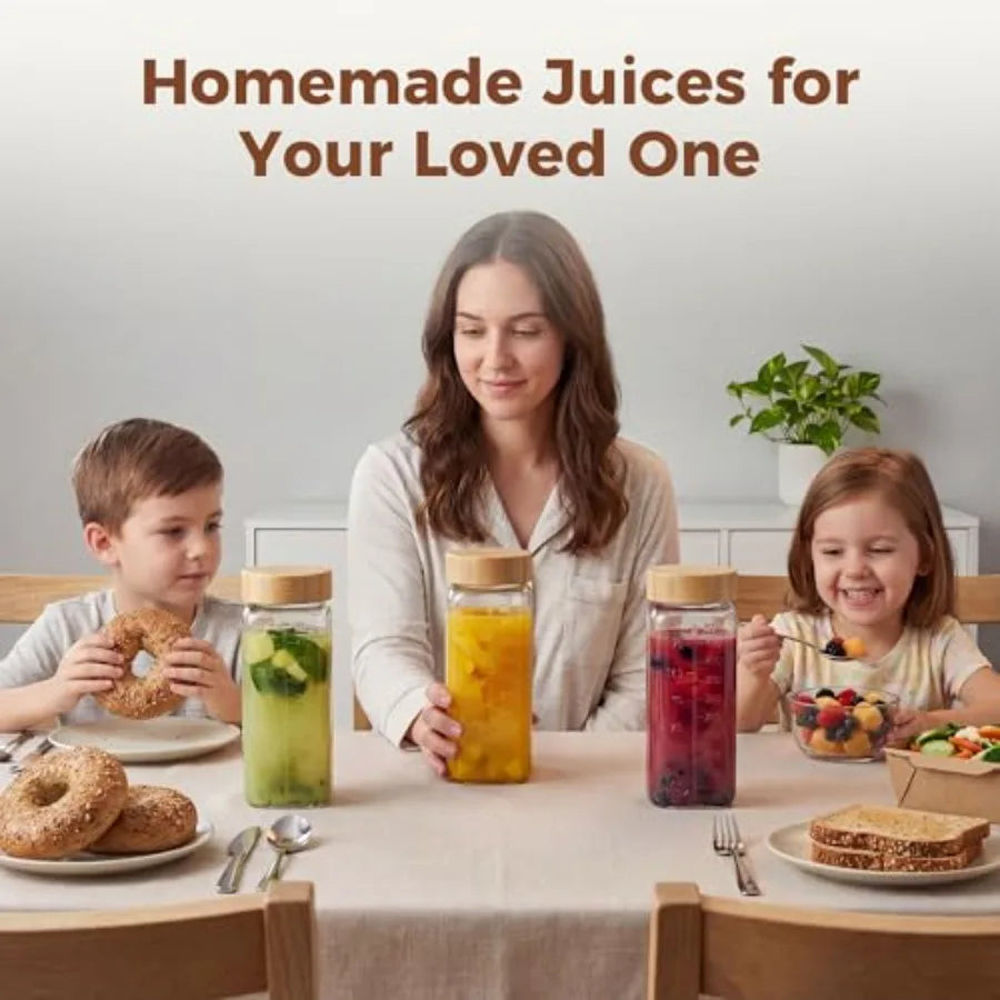 Reusable Juice Bottle With Bamboo Lid Three Pack Kit