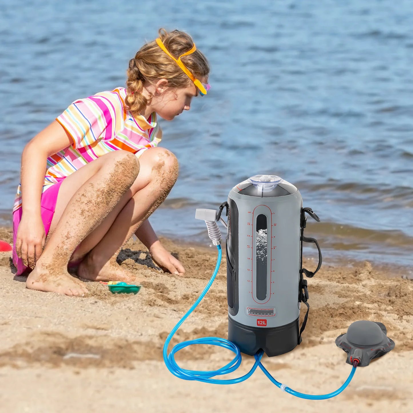 Bymaocar High-Performance Portable Camp Shower With Storage Bag Solar-Heated Water