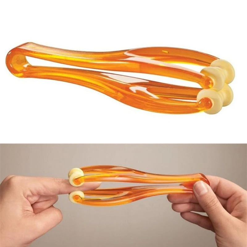 Two Roller Finger Massager With Elastic Handle For Circulation And Relaxation