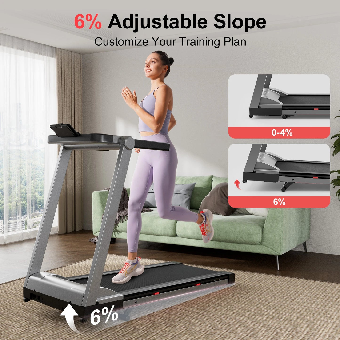 Superun 3.5HP Foldable Incline Treadmill With App Control