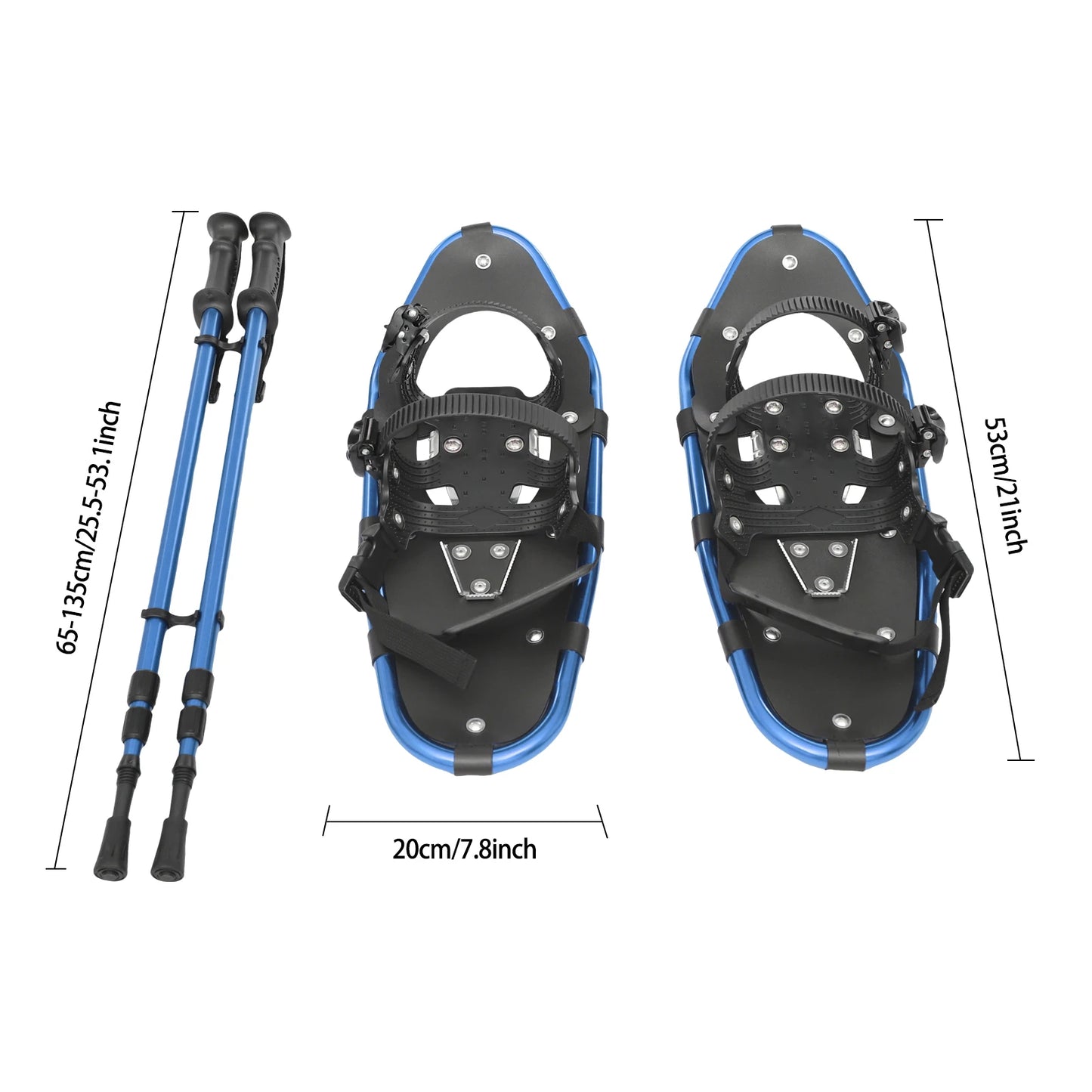 21 Inch Snowshoes With Adjustable Trekking Poles for Men Women Load 66-154lbs