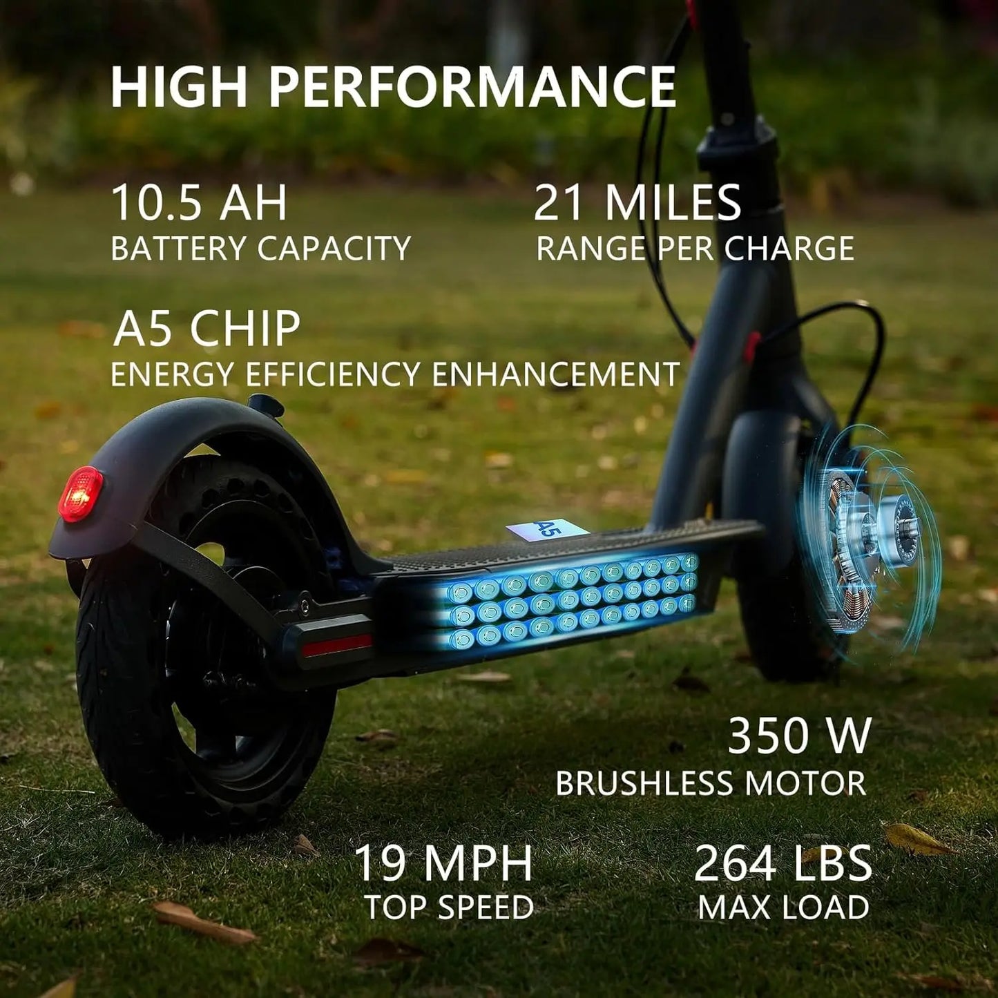 G5.0 Premium Foldable Electric Scooter 36V 10.5Ah Battery LongerRange Performance