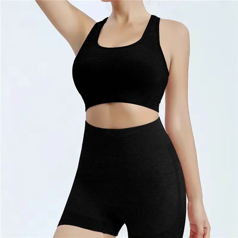 Yoga Set For Women Seamless Sports Bras And Shorts