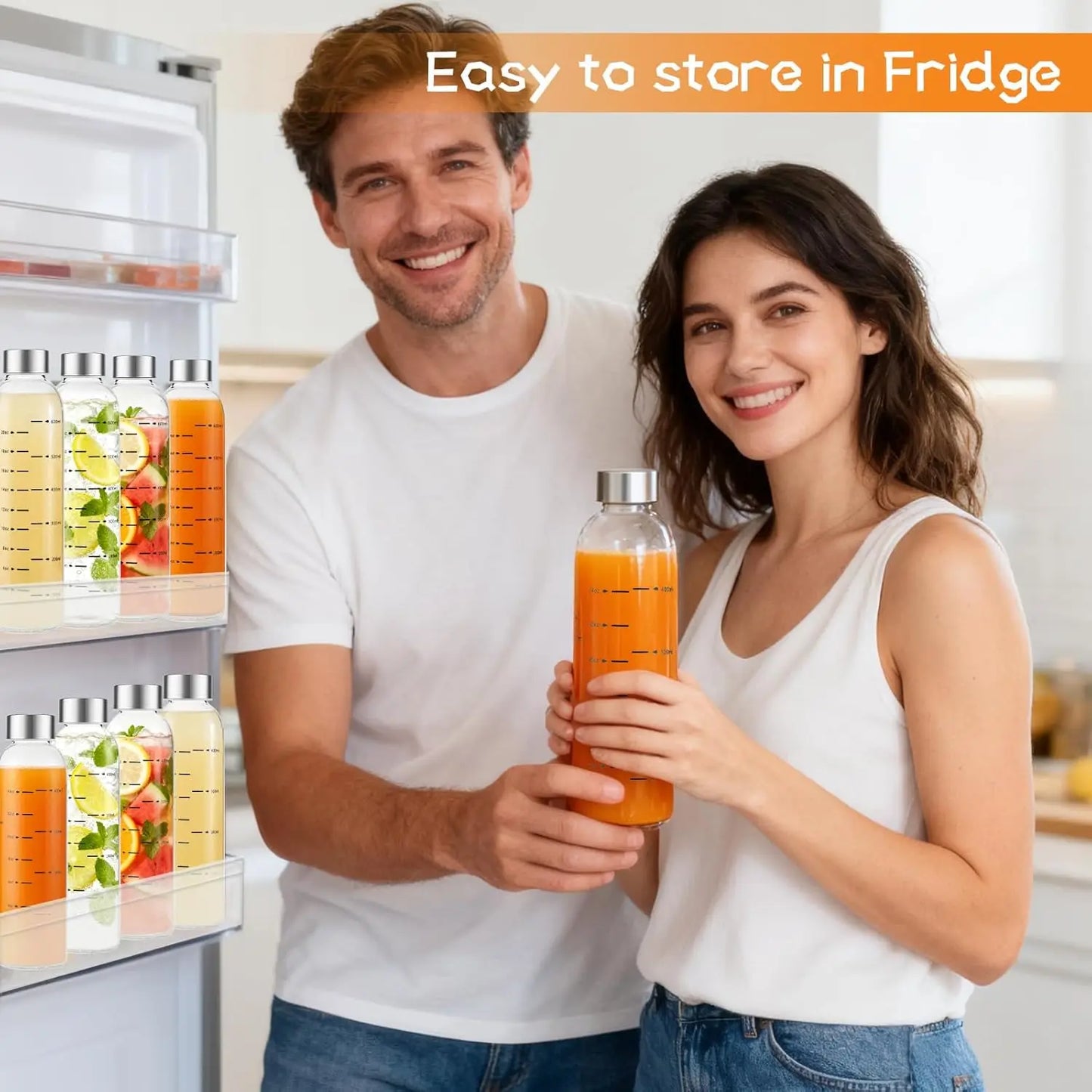 Premium Glass Juice Bottles With Airtight Lids BPA Free