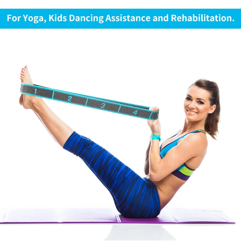 Elastic Yoga Stretch Strap With Loops For Ballet Legs And Body Training
