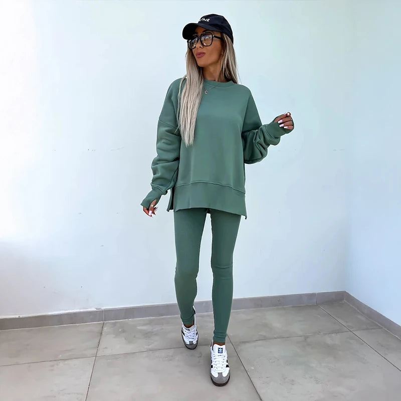 Women's Spring Autumn Sports Hoodie Two Piece Set Yoga Running Outdoor Fitness