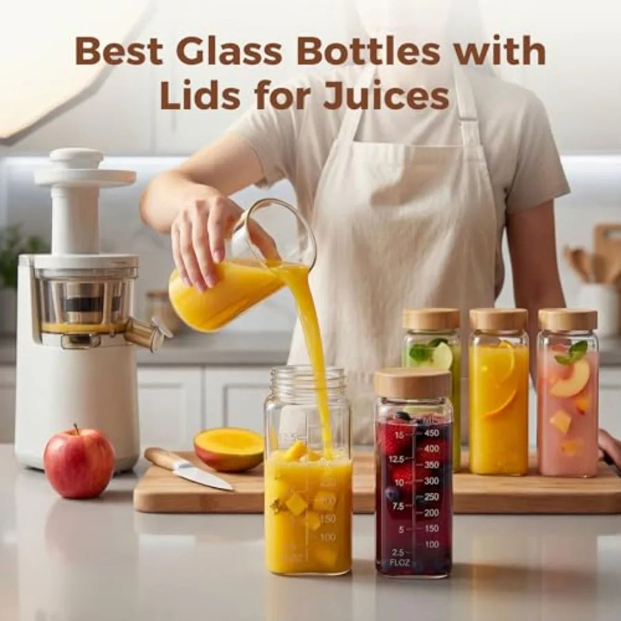 Reusable Juice Bottle With Bamboo Lid Three Pack Kit