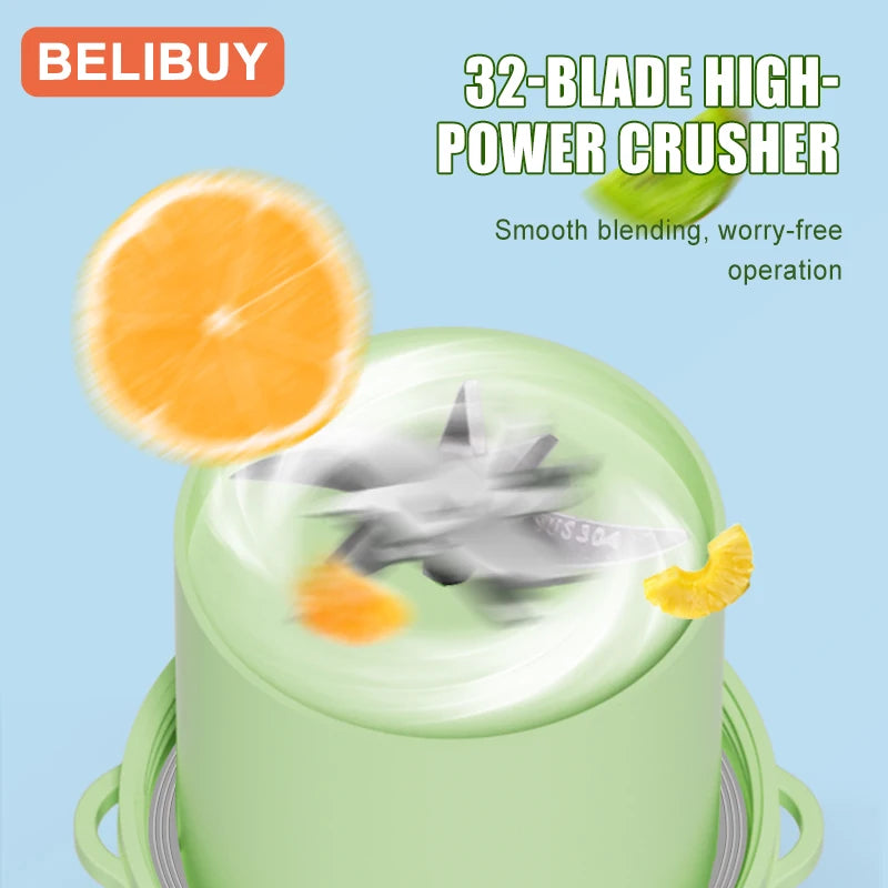 Portable USB Juicer Cup With 6 Blades Milkshake Blender