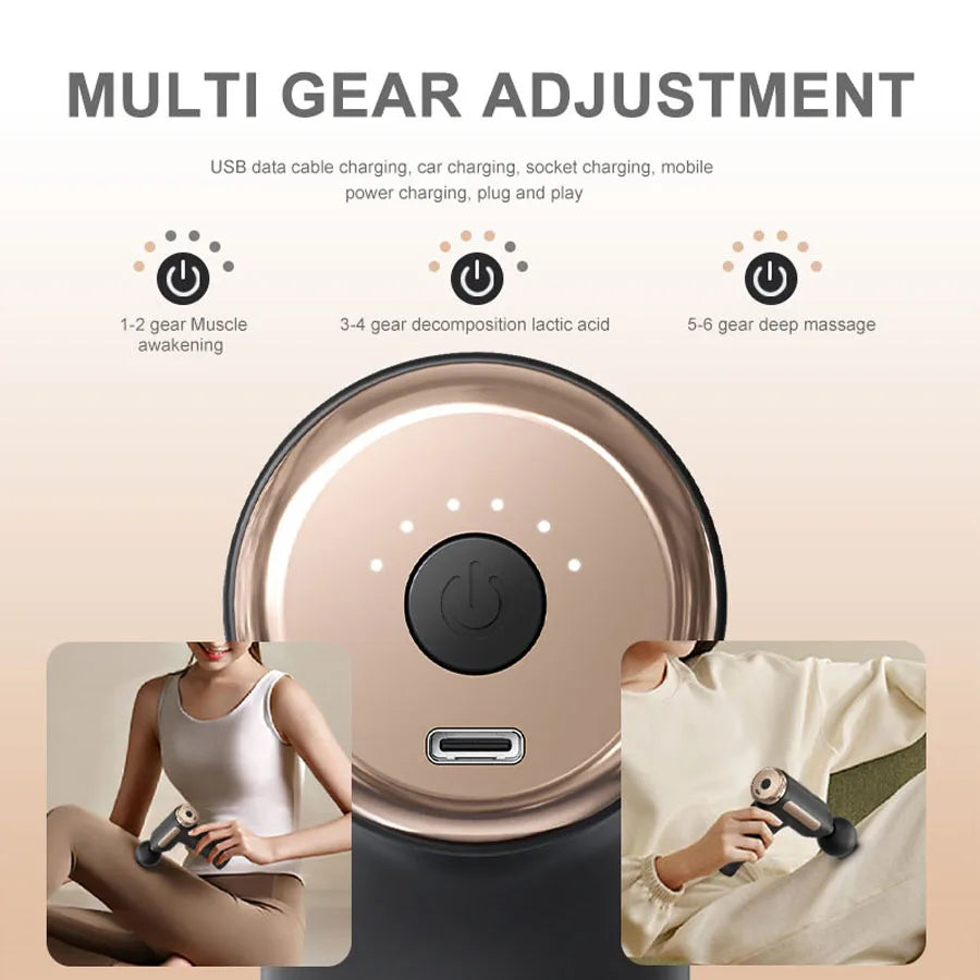 Exercise Massager Fascia Massage Gun Electric Massager Four Replaceable Heads