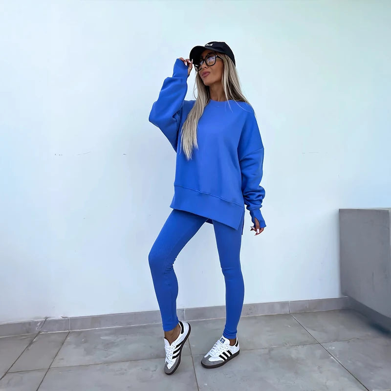 Women's Spring Autumn Sports Hoodie Two Piece Set Yoga Running Outdoor Fitness