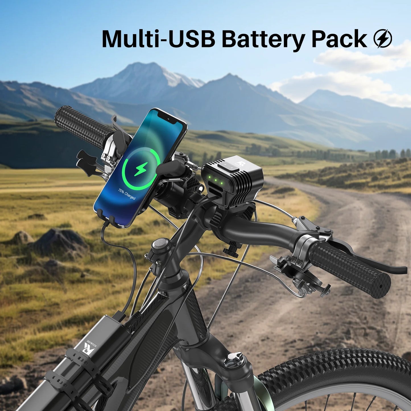 Roomark 20000mAh USB Rechargeable Bike Headlight With 360 Degree Visibility