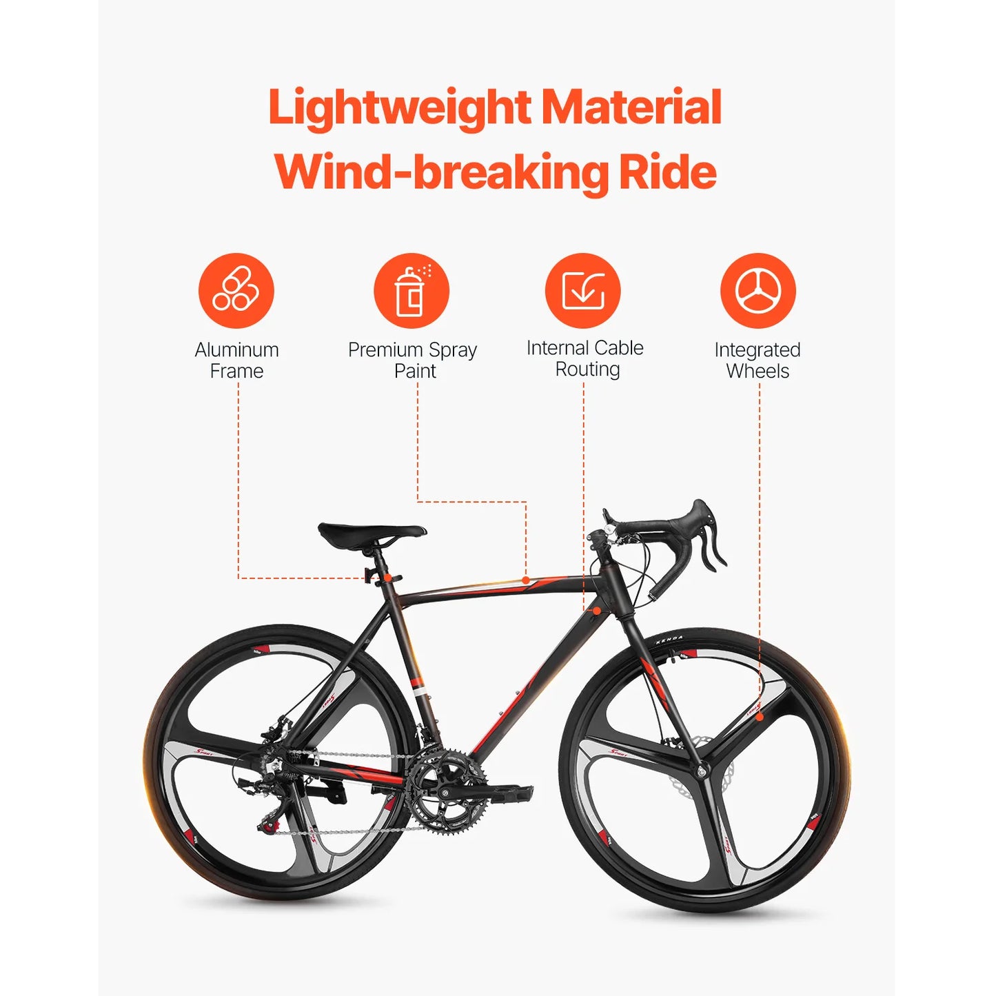 SucceBuy 14 Speed Aluminum Road Bike 26 Inch Wheels City Commuter
