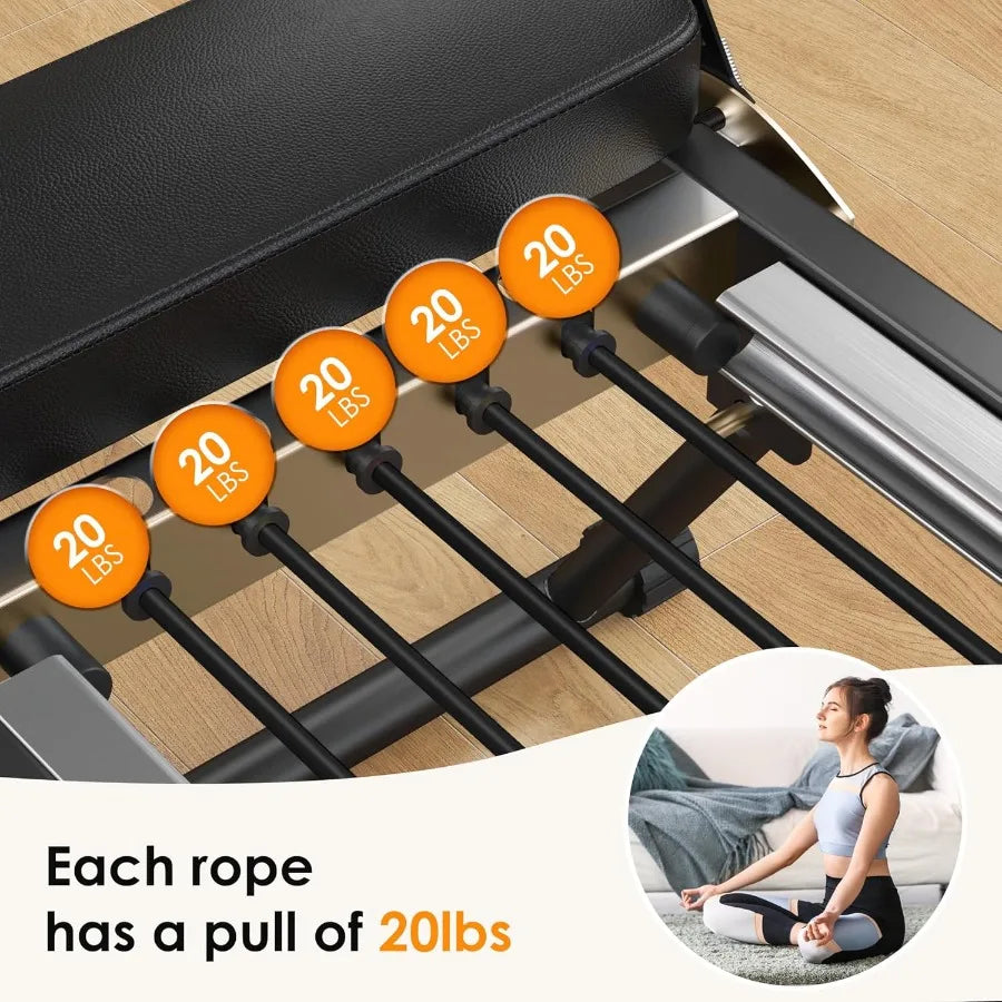 XMSJ Collapsible Pilates Reformer With Adjustable Resistance Springs For Total-Body