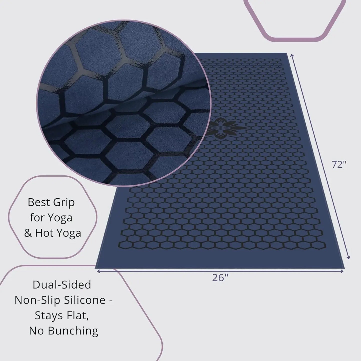 Non-Slip Yoga Mat Towel With Honeycomb Grip Sweat Absorbent