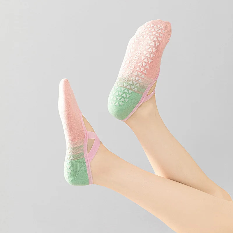 Women Yoga Socks Gradient Silicone Non Slip Pilates Grip No Show Sock