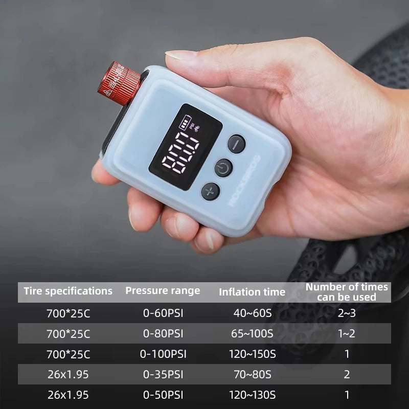 ROCKBROS Pocket Electric Bicycle Pump 150 PSI With Schrader And Presta Valve