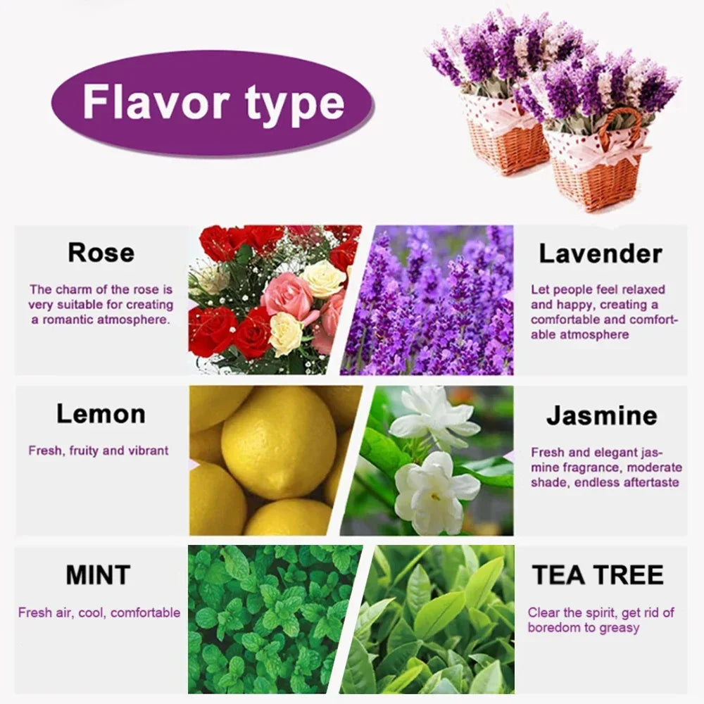 Pure Natural Essential Oil Set Lemon Mint Rose Tea Tree Lavender Jasmine 6x10ml