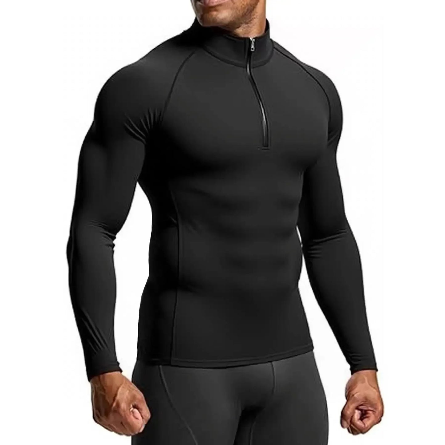 Mens Slim Fit Long Sleeve Sports Tee For Gym And Running Breathable Polyester