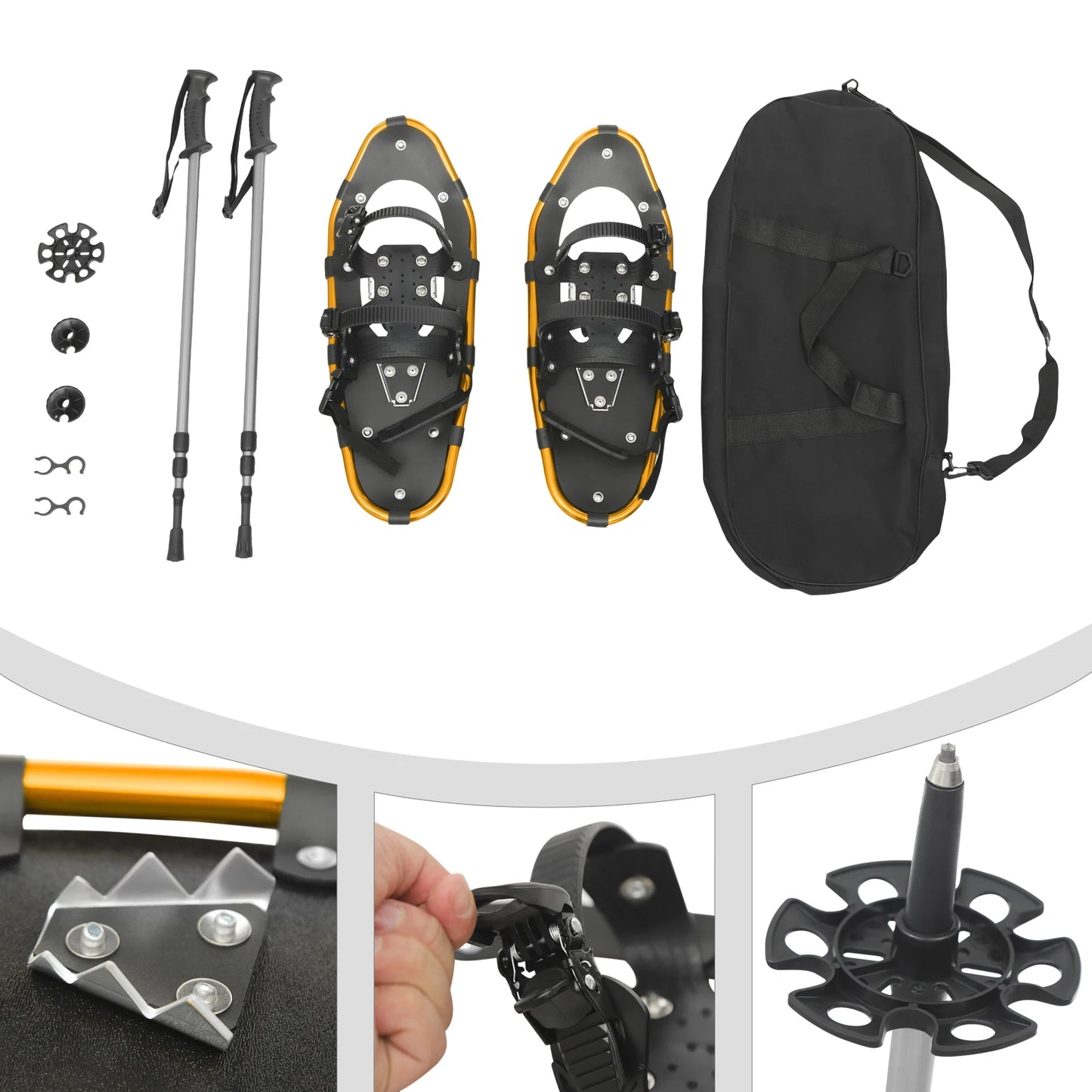 21 Inch Snowshoes With Adjustable Trekking Poles for Men Women Load 66-154lbs