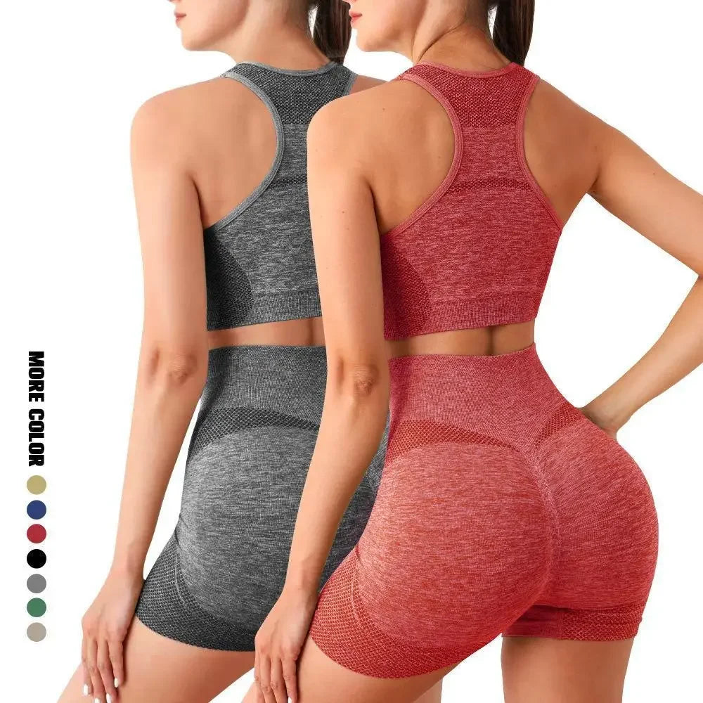 Yoga Set For Women Seamless Sports Bras And Shorts