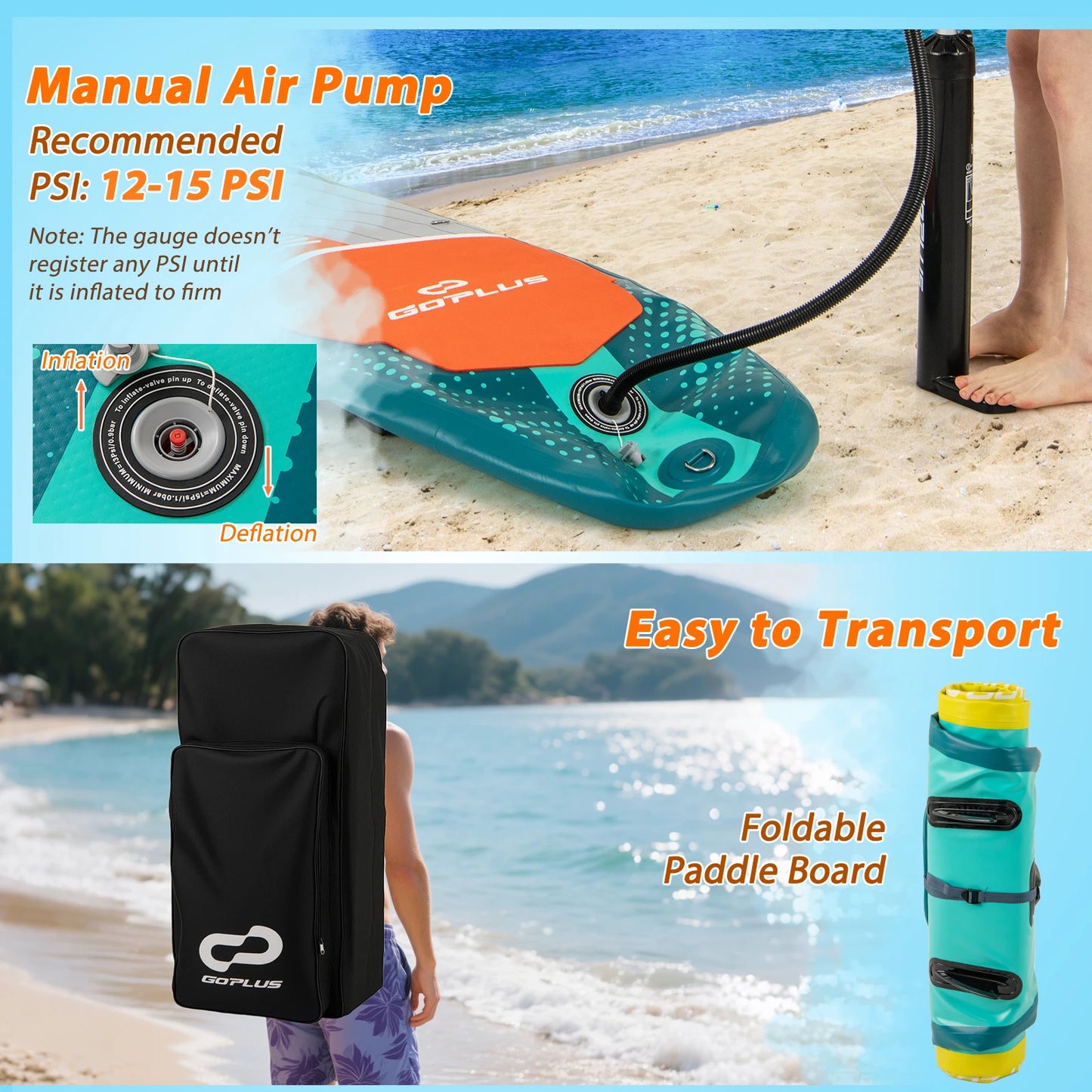 11 Foot Inflatable Stand Up Paddle Board For Adults With Kayak Seat And Pump