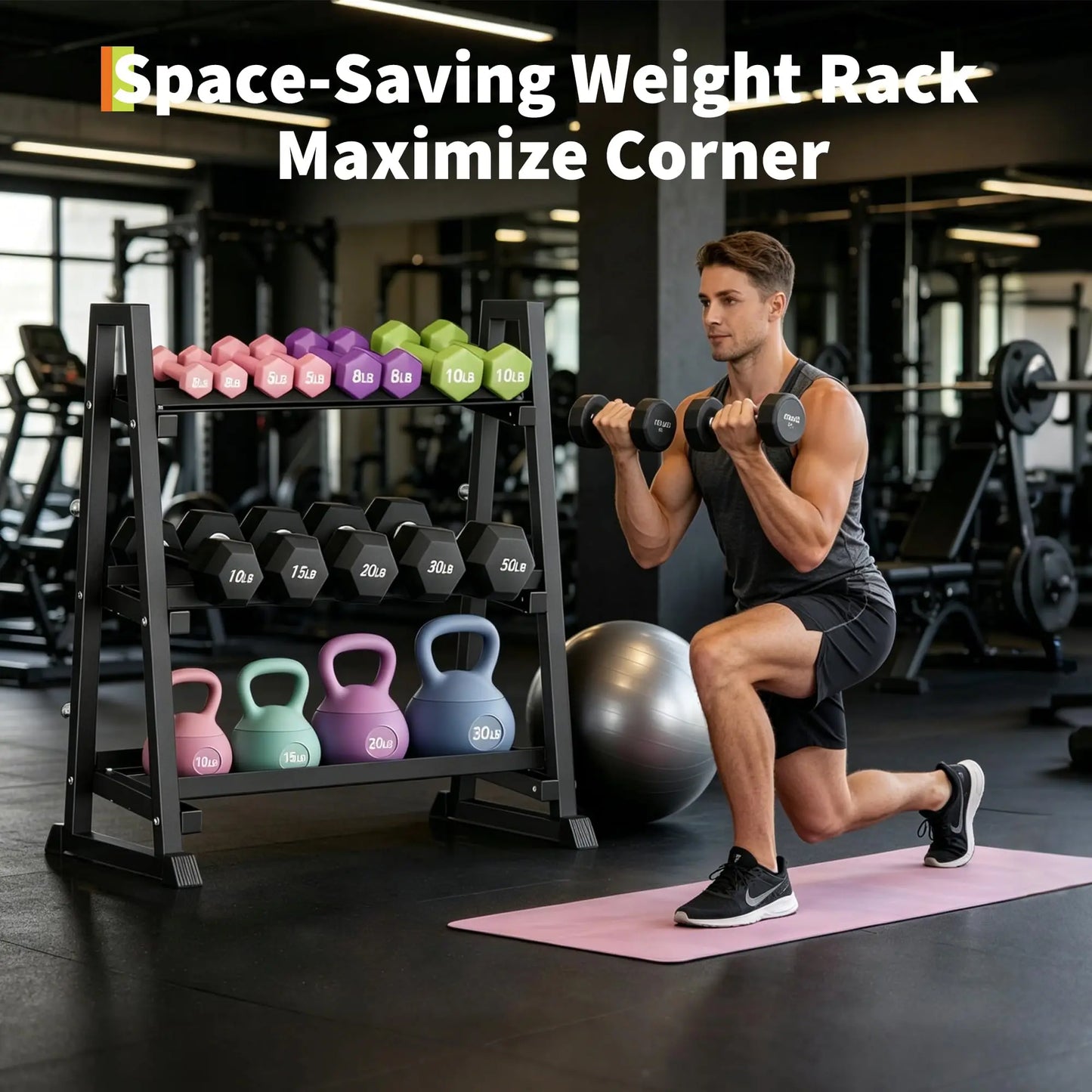 Adjustable Three Tier Dumbbell Rack 1300 Lb Capacity Home Gym