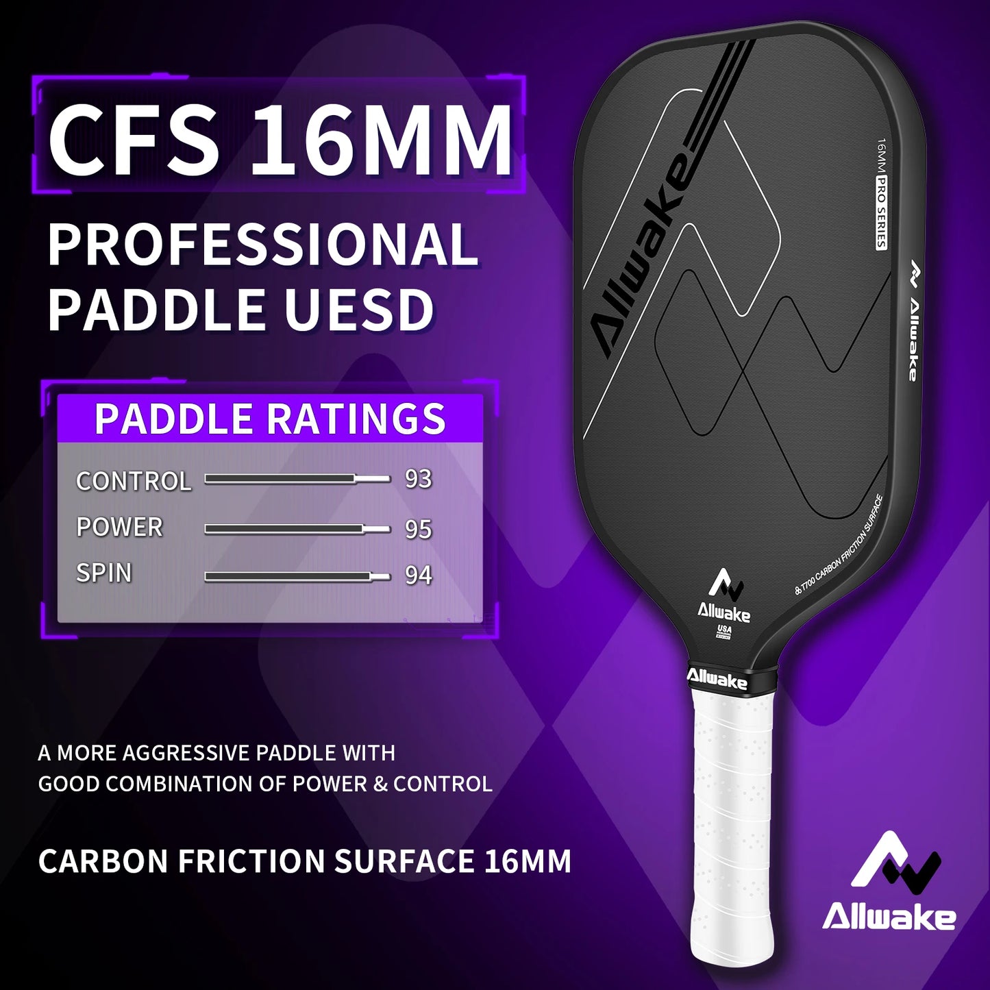 Allwake Carbon Fiber Pickleball Paddle
