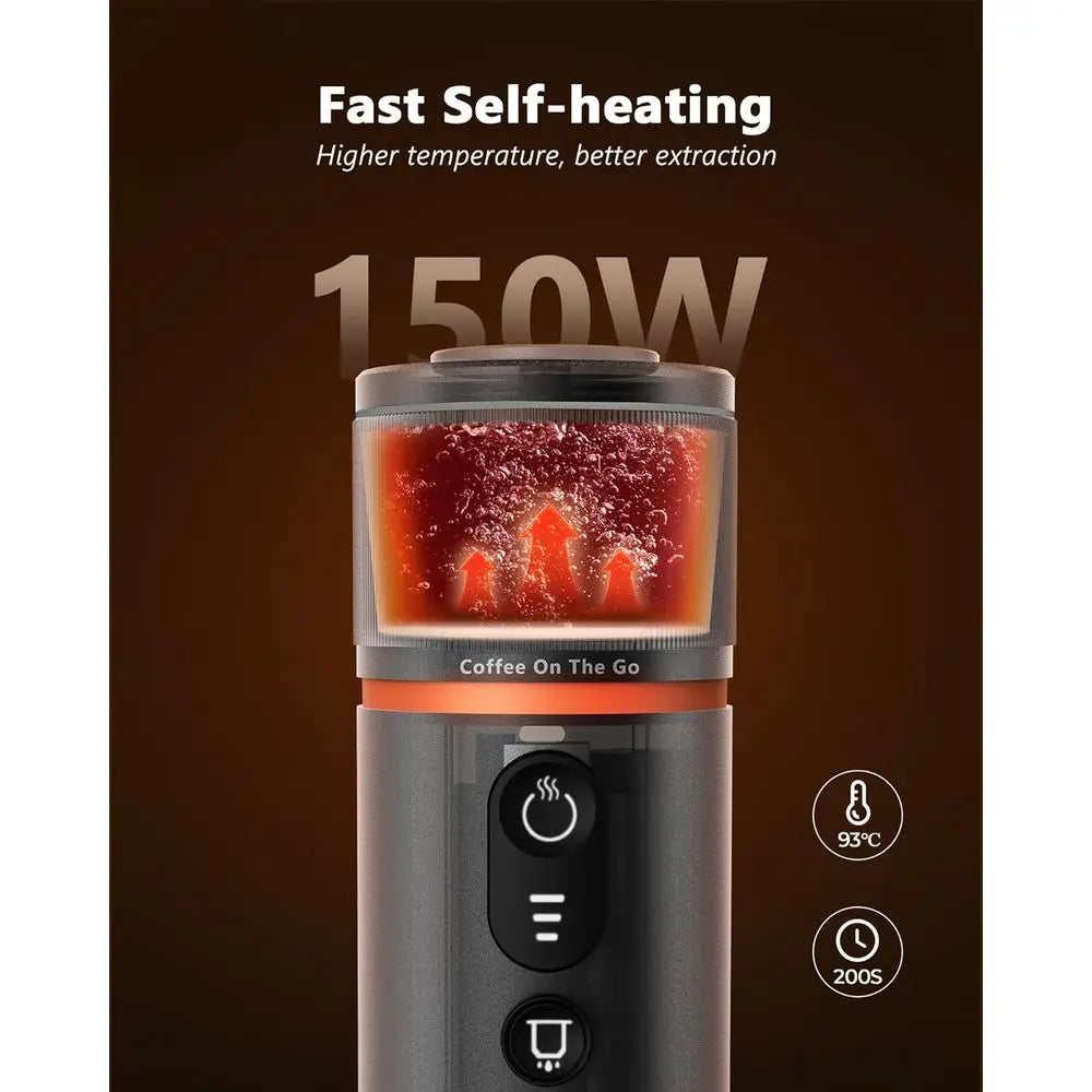 12V Portable Car Espresso Machine For Camping 80ml Ground Coffee