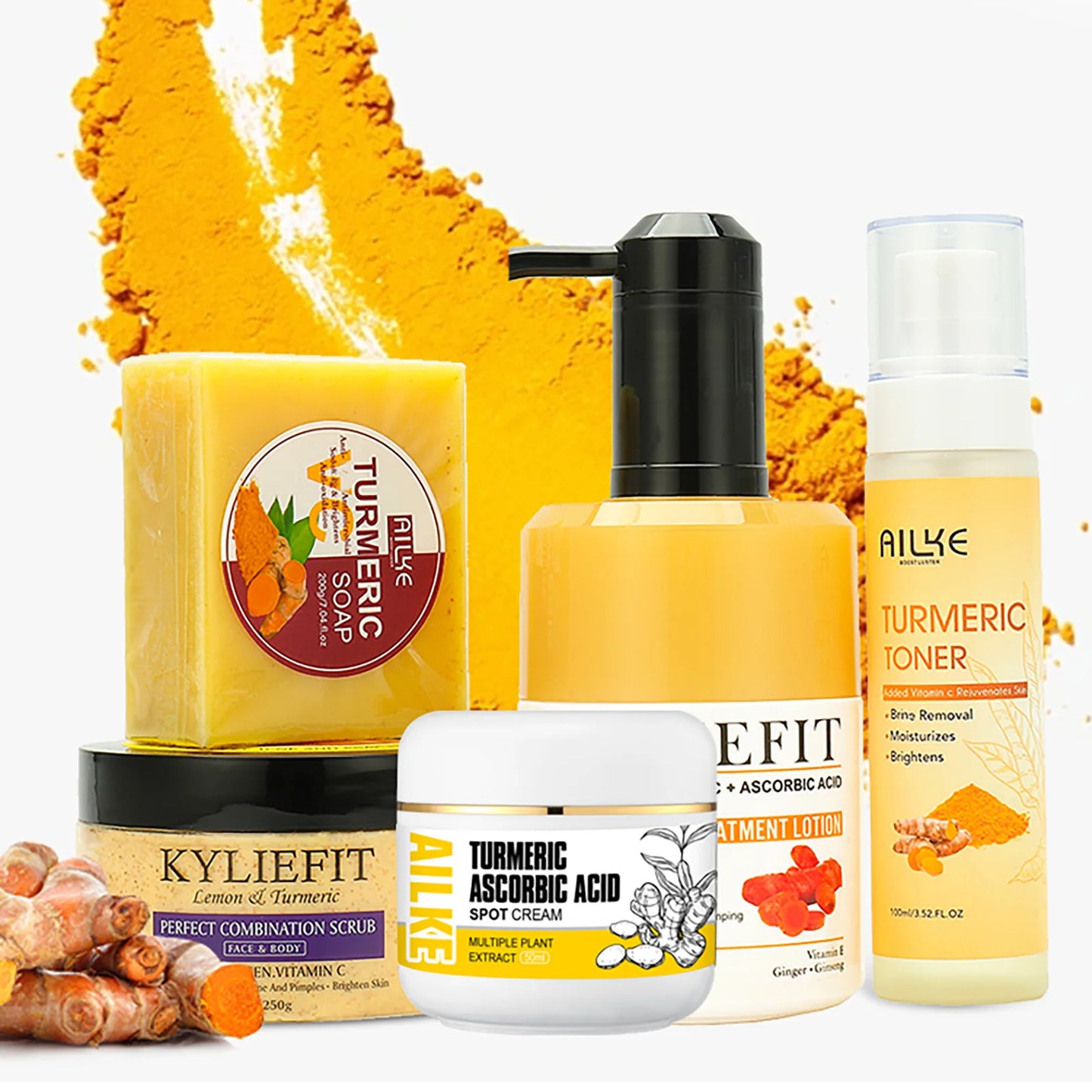 AILKE Organic Turmeric Skin Care Set Brightening Acne Treatment