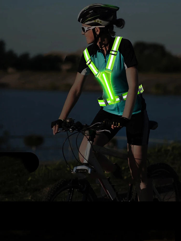 LED USB Rechargeable Reflective Running Vest High Visibility Security Vest