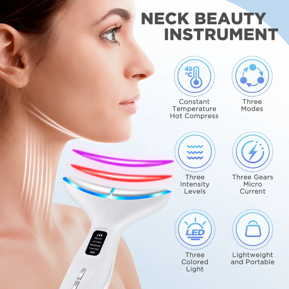 Hailicare LED Neck Beauty Device EMS Facial Lifting Massager