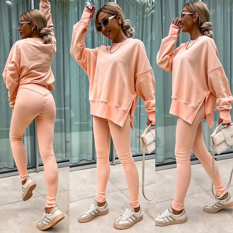 Women's Spring Autumn Sports Hoodie Two Piece Set Yoga Running Outdoor Fitness