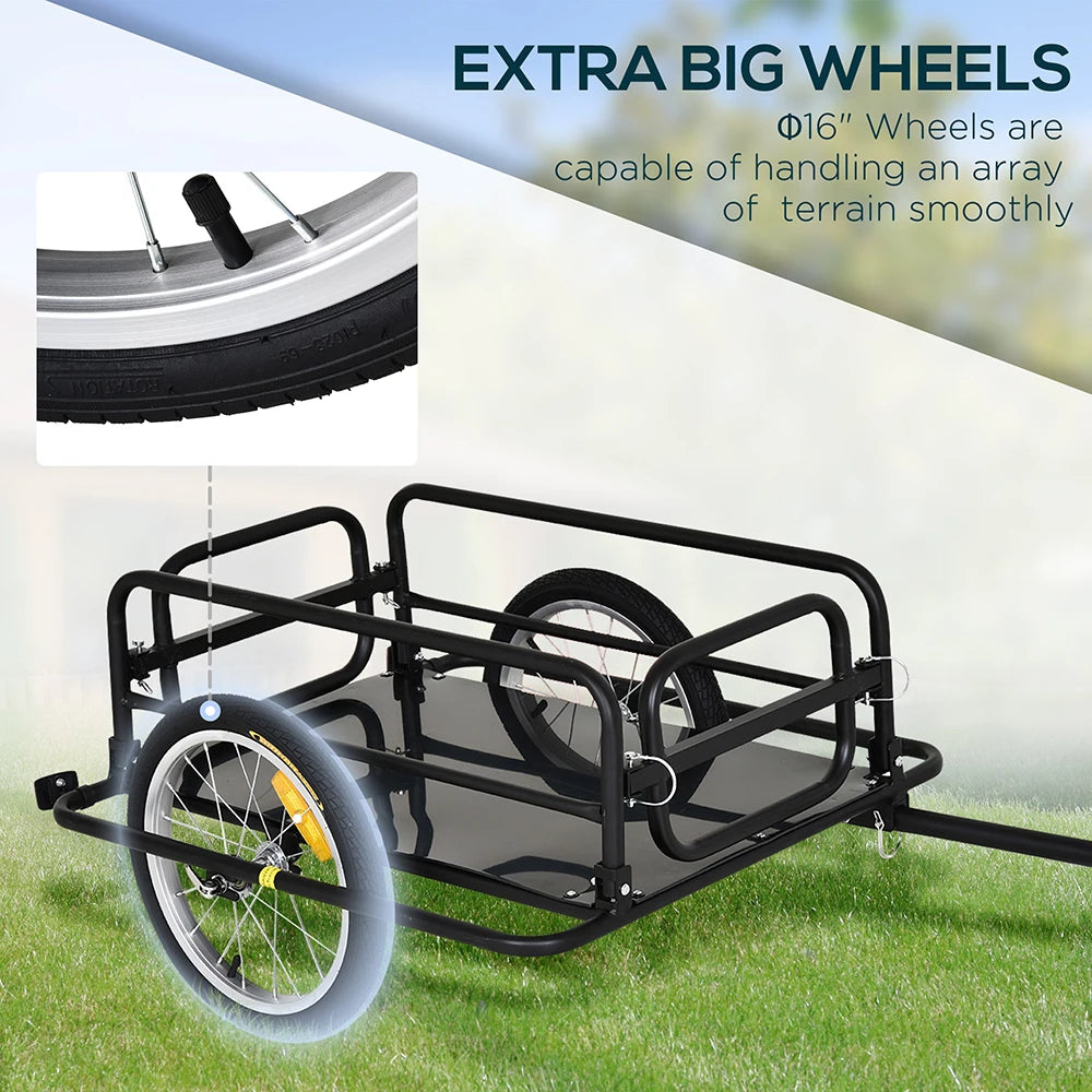 Heavy Duty Bike Cargo Trailer With Foldable Storage Hitch 16 Inch Wheels