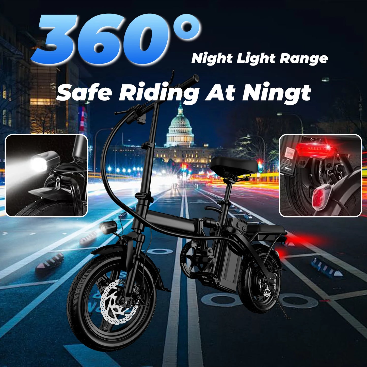 Lelekuai 500W Folding Electric Bike 20 MPH 48V 10.4Ah Removable Battery