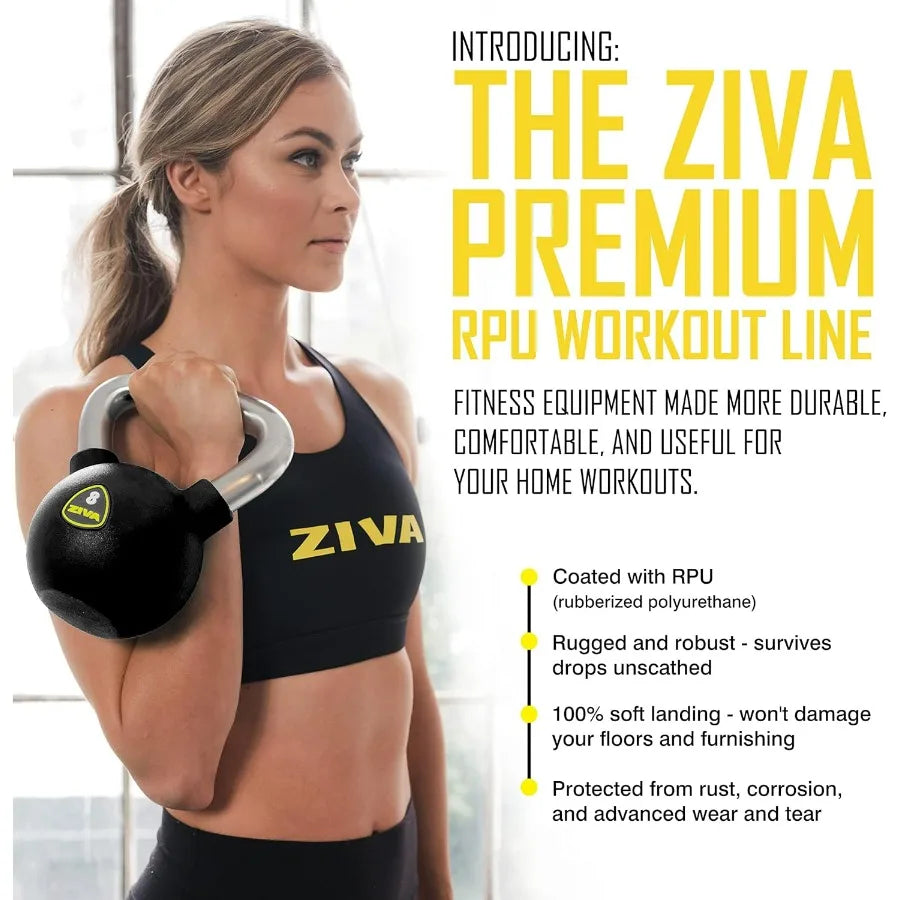 Premium Kettlebell Commercial Grade Rubber Urethane Coated Home Gym Alloy Steel