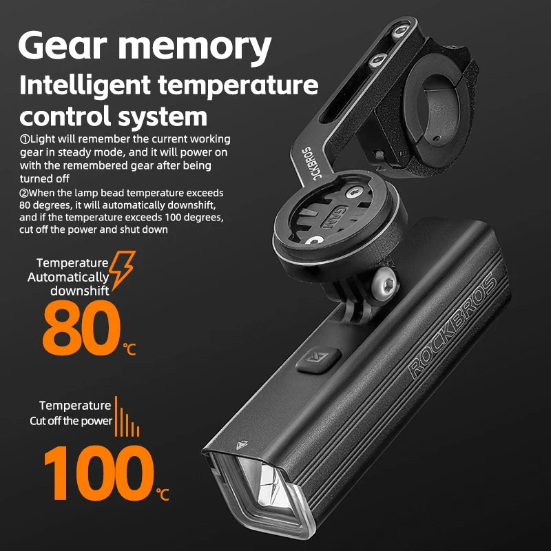 RockBros 1500LM Aluminum Alloy Front Bicycle Light TypeC Charging