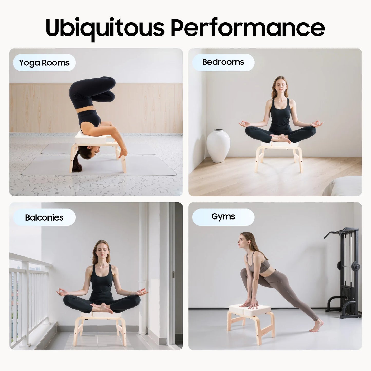 Wood Yoga Headstand Bench Stool Inversion Chair Supports 440Lbs