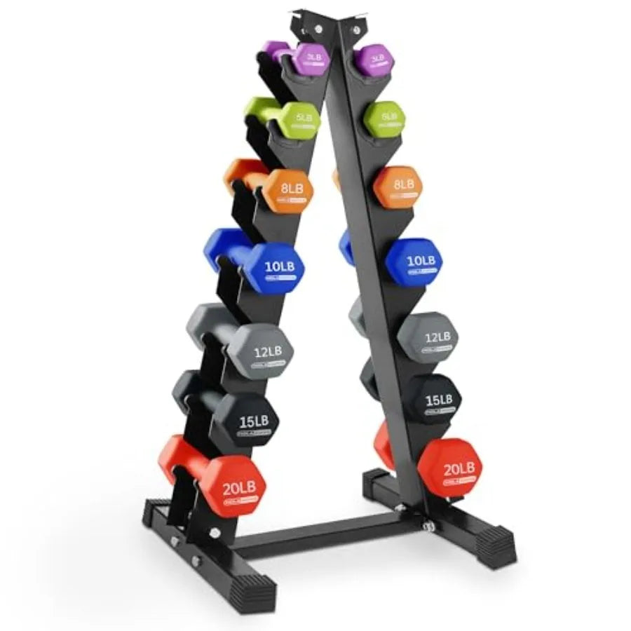 Neoprene Dumbbell Weights Set with Rack for Home Gym